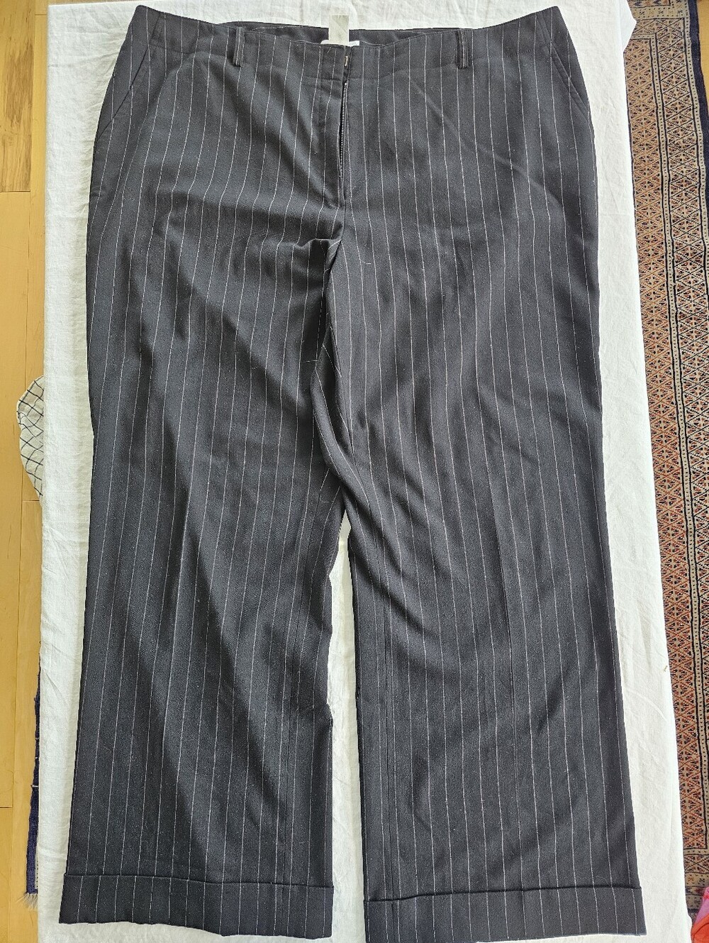 Calvin Klein Wide Leg Black Pinstripe Trousers  Size 22W